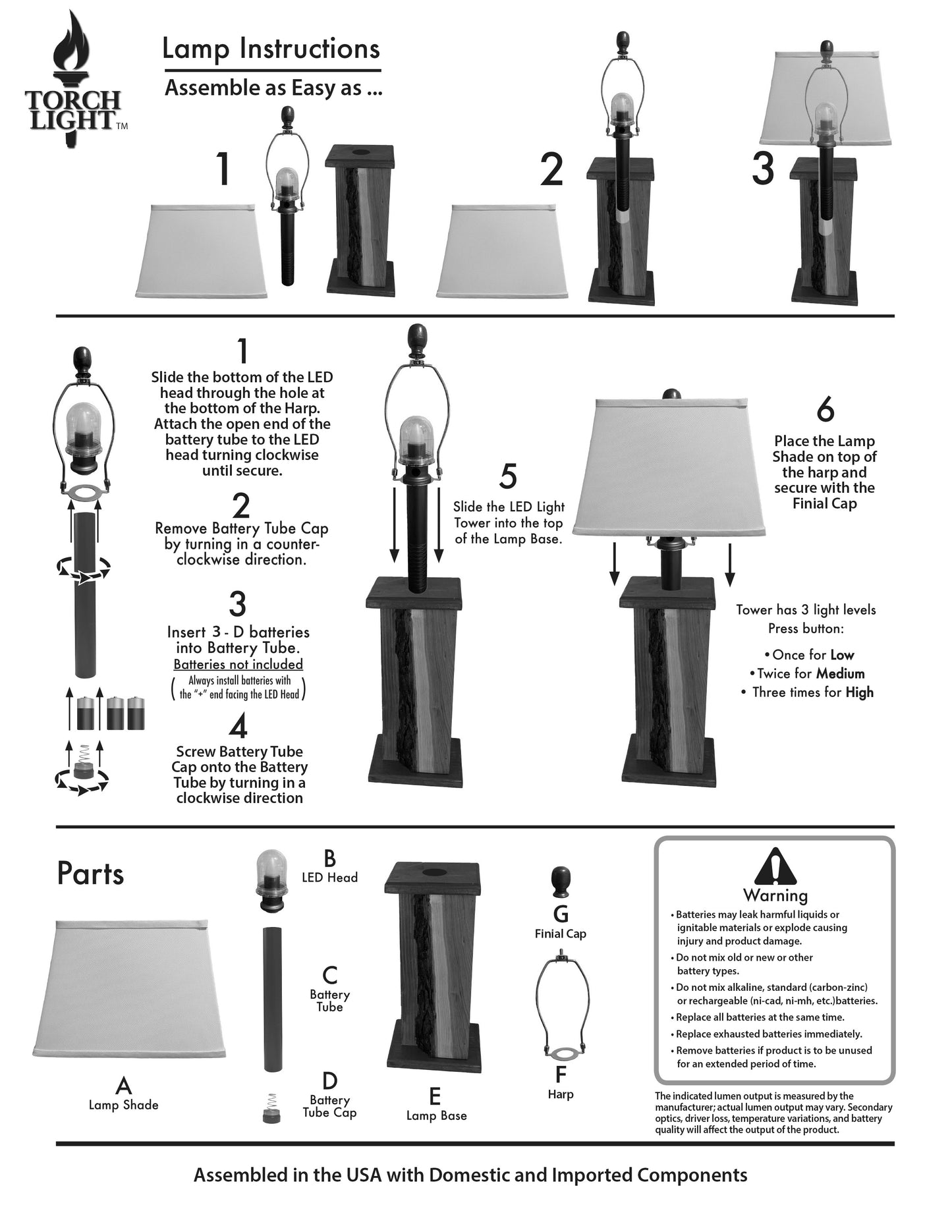 Rustic Farmhouse Rough Sawn Barn Wood Battery Powered Table Lamp - Textured Walnut Poly Core with Hickory Barn Wood Panels