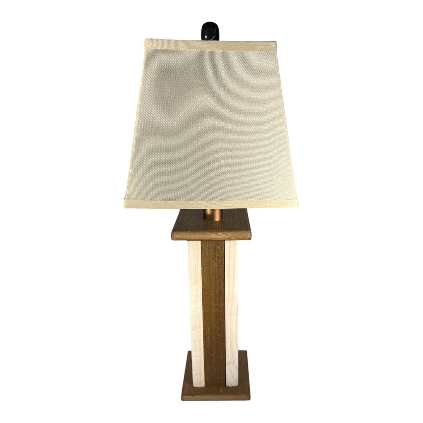 Rustic Farmhouse Rough Sawn Barn Wood Battery Powered Table Lamp - Textured Hickory Poly Core with Whitewash Oak Barn Wood Panels