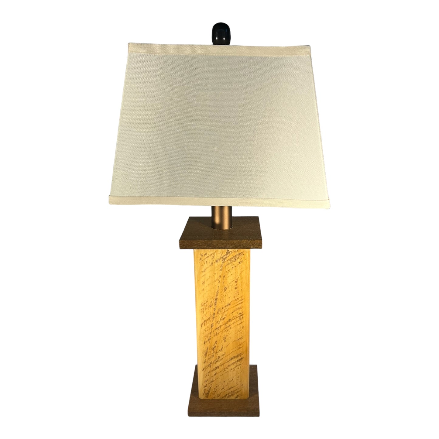 Rustic Farmhouse Rough Sawn Barn Wood Battery Powered Table Lamp - Textured Hickory Poly Core with Golden Oak Barn Wood Panels