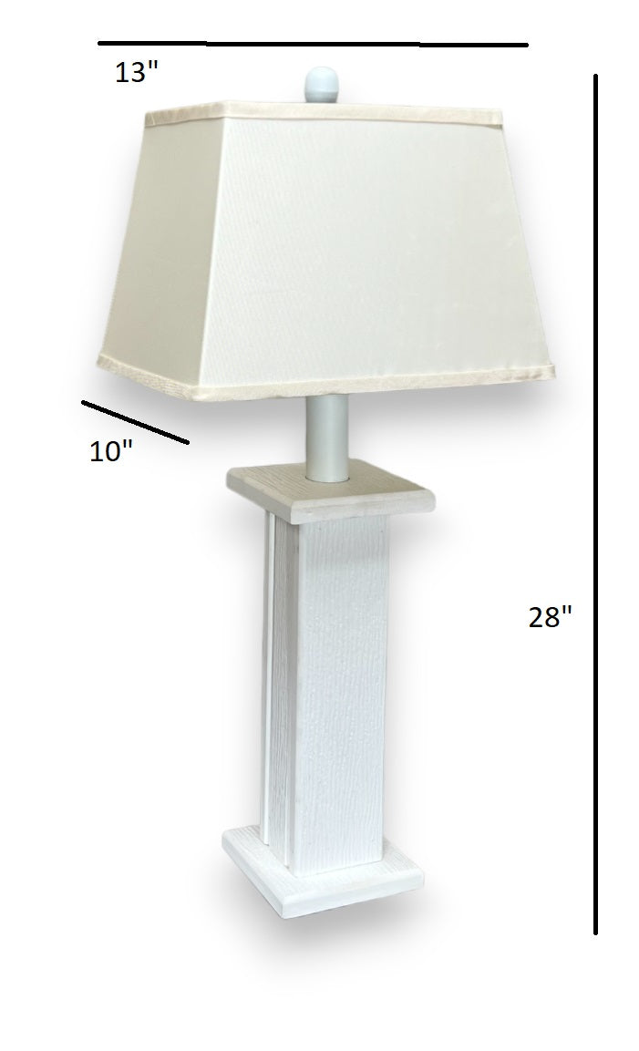 Rustic Farmhouse Rough Sawn Barn Wood Battery Powered Table Lamp - Textured Walnut Poly Core with Hickory Barn Wood Panels