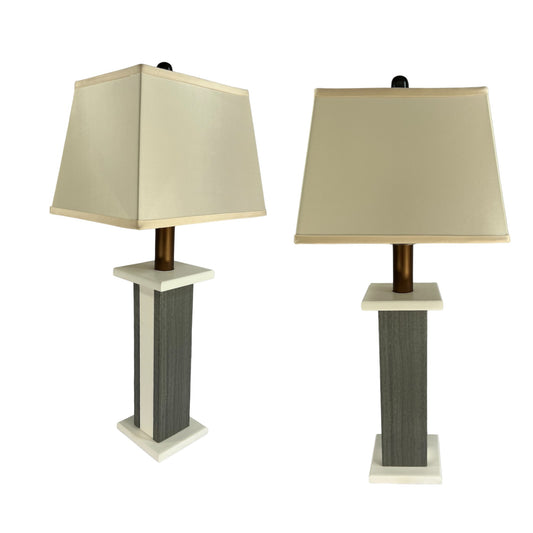 2-Pack Coastal Weatherproof Battery Powered Poly Lumber Table Lamp - Coastal Grey