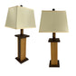 2-Pack Coastal Weatherproof Battery Powered Textured Woodgrain Poly Lumber Table Lamp - Teak