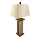 Rustic Farmhouse Rough Sawn Barn Wood Battery Powered Table Lamp - Textured Mahagony Poly Core with Graywashed Barn Wood Panels