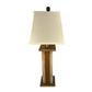 Rustic Farmhouse Rough Sawn Barn Wood Battery Powered Table Lamp - Textured Mahagony Poly Core with Graywashed Barn Wood Panels