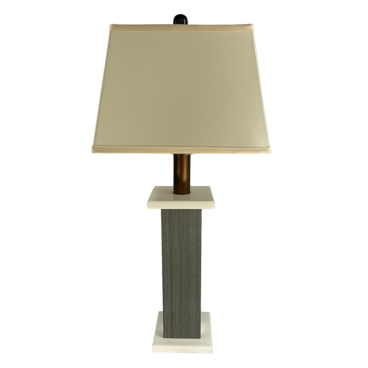 2-Pack Modern Farmhouse Battery Powered Textured Woodgrain Poly Lumber Table Lamp - Weathered