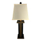 Rustic Farmhouse Rough Sawn Barn Wood Battery Powered Table Lamp - Textured Brazilian Walnut Core with Black Barn Wood Panels