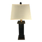 Rustic Farmhouse Rough Sawn Barn Wood Battery Powered Table Lamp - Textured Brazilian Walnut Core with Black Barn Wood Panels