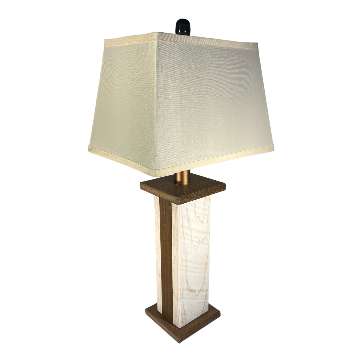 Rustic Farmhouse Rough Sawn Barn Wood Battery Powered Table Lamp - Textured Hickory Poly Core with Whitewash Oak Barn Wood Panels