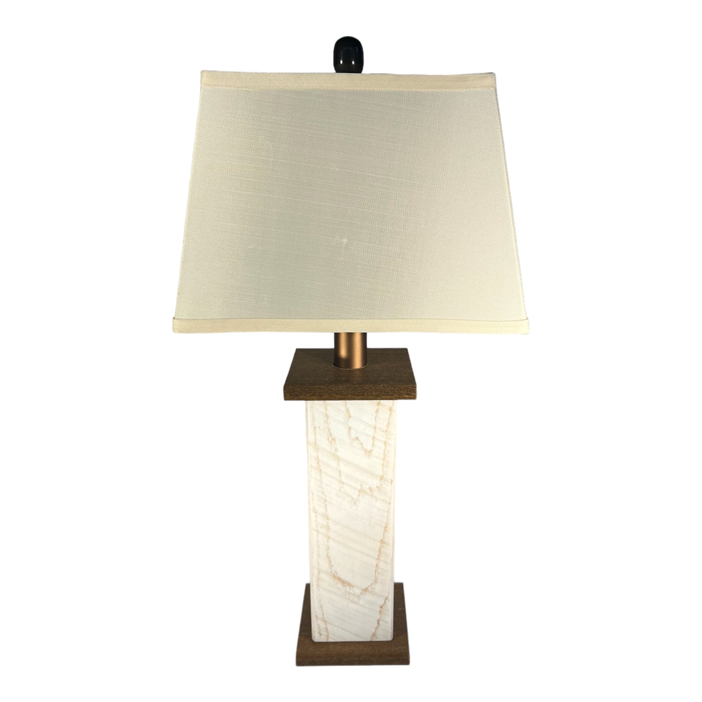 Rustic Farmhouse Rough Sawn Barn Wood Battery Powered Table Lamp - Textured Hickory Poly Core with Whitewash Oak Barn Wood Panels