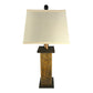 Rustic Farmhouse Rough Sawn Barn Wood Battery Powered Table Lamp - Textured Walnut Poly Core with Hickory Barn Wood Panels
