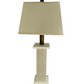 2-Pack Modern Farmhouse Battery Powered Textured Woodgrain Poly Table Lamp - Ivory Birch