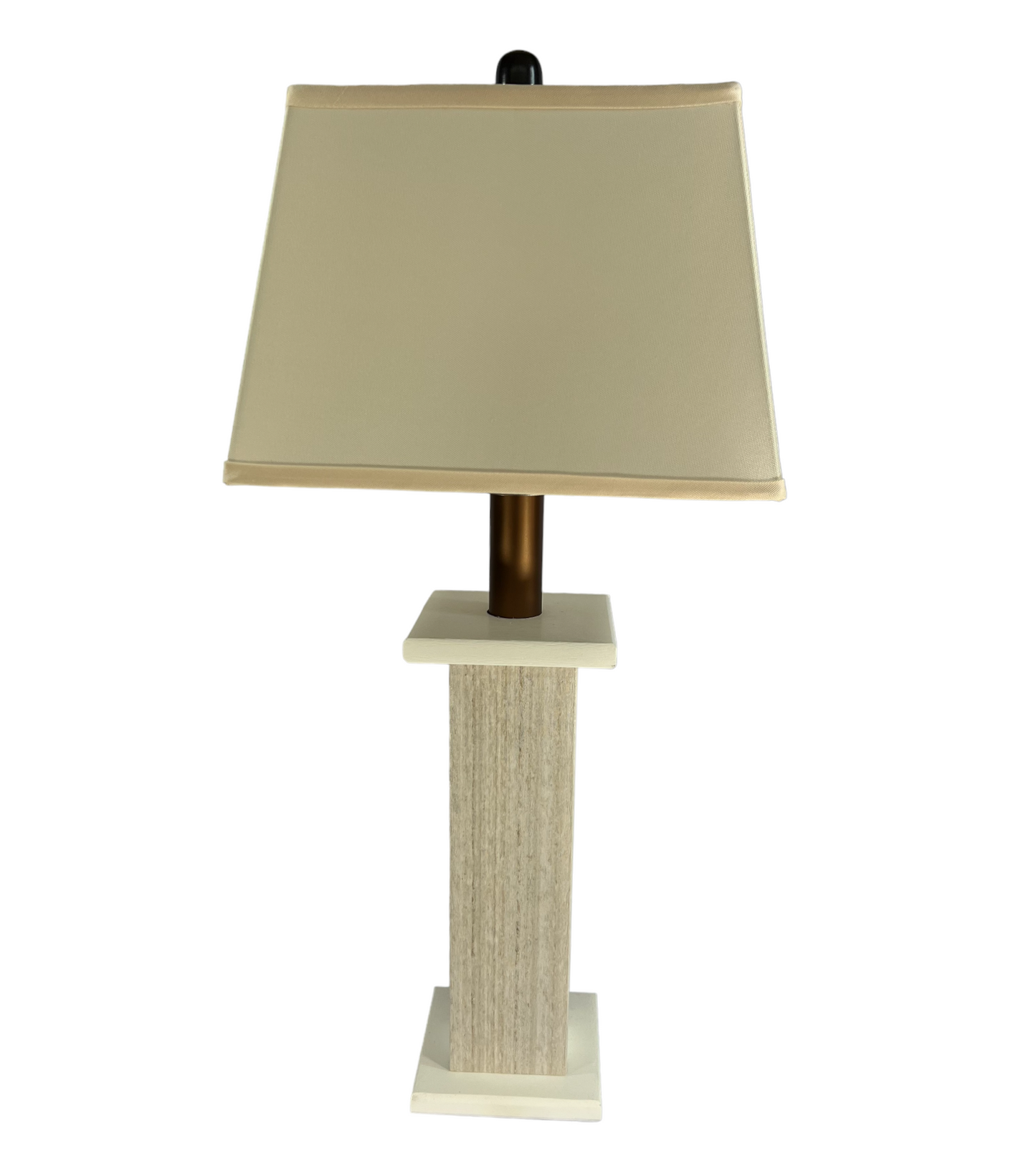 2-Pack Modern Farmhouse Battery Powered Textured Woodgrain Poly Table Lamp - Ivory Birch