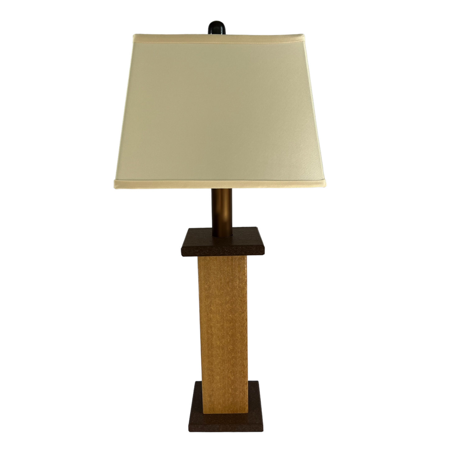 2-Pack Coastal Weatherproof Battery Powered Textured Woodgrain Poly Lumber Table Lamp - Teak