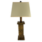 Rustic Farmhouse Battery Powered Rough Sawn Timber Frame Table Lamp - Hickory