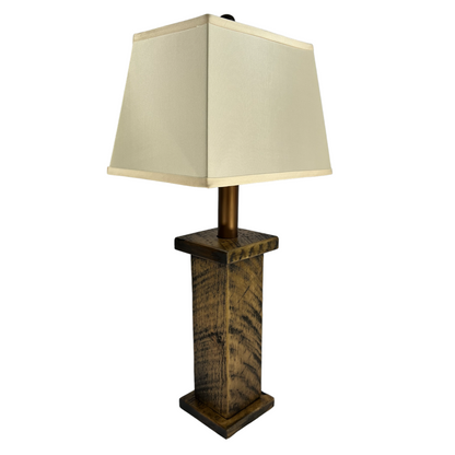 Rustic Farmhouse Battery Powered Rough Sawn Timber Frame Table Lamp - Hickory