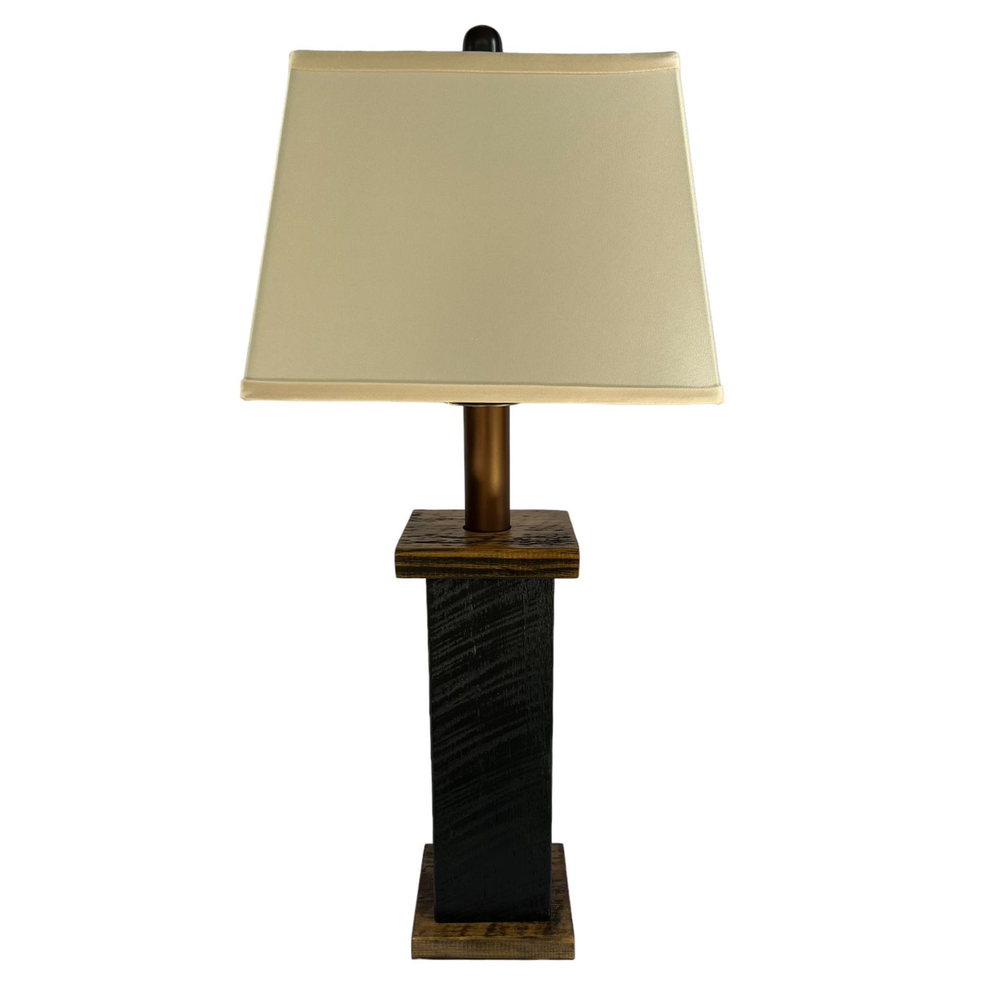 Rustic Farmhouse Battery Powered Rough Sawn Timber Frame Table Lamp - Midnight