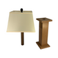 Rustic Farmhouse Battery Powered Live Edge Wood Table Lamp - Textured Hickory Poly Lumber Core with Beech Live Edge Panels